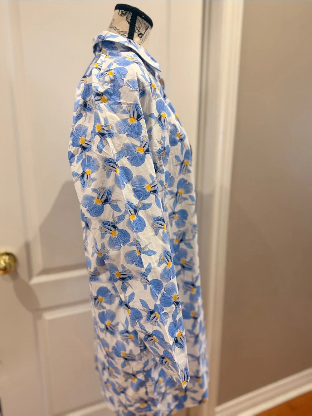 COS Blue and White Floral Shirt Dress with Yellow Accents - Picture 12 of 16